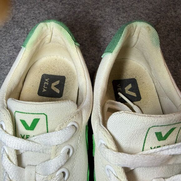 Veja Esplar Sneakers Womens 5 Canvas White Green Low Top Lace Up Shoes - Picture 5 of 7